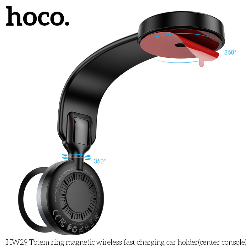 HOCO HW29 | Totem ring magnetic wireless 15W fast charging car holder HOCO HW29 | Totem ring magnetic wireless 15W fast charging car holder